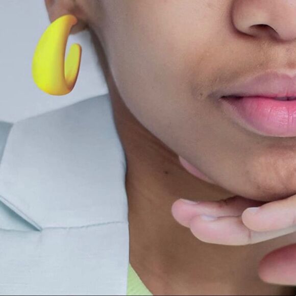 Yellow Silicone Hoop Earrings - Picture 1 of 1